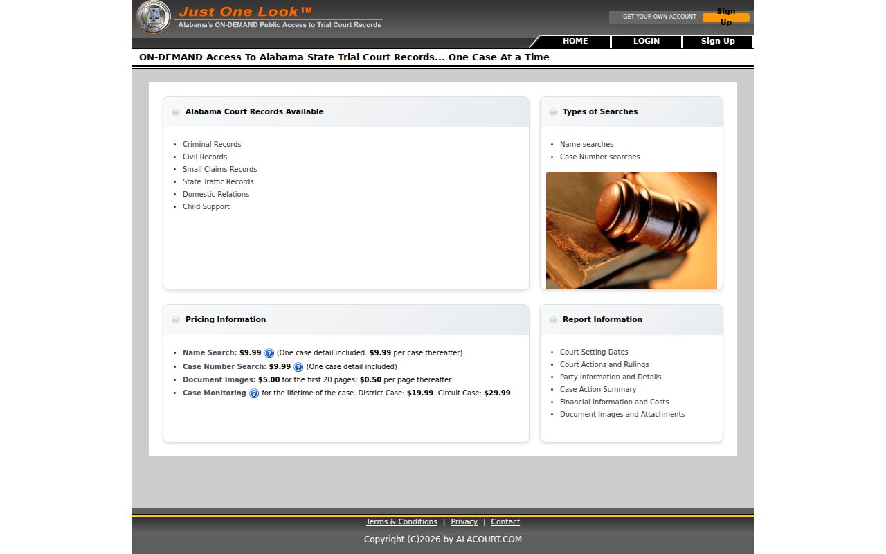 Lowndes County criminal court case search on AlacourtACCESS