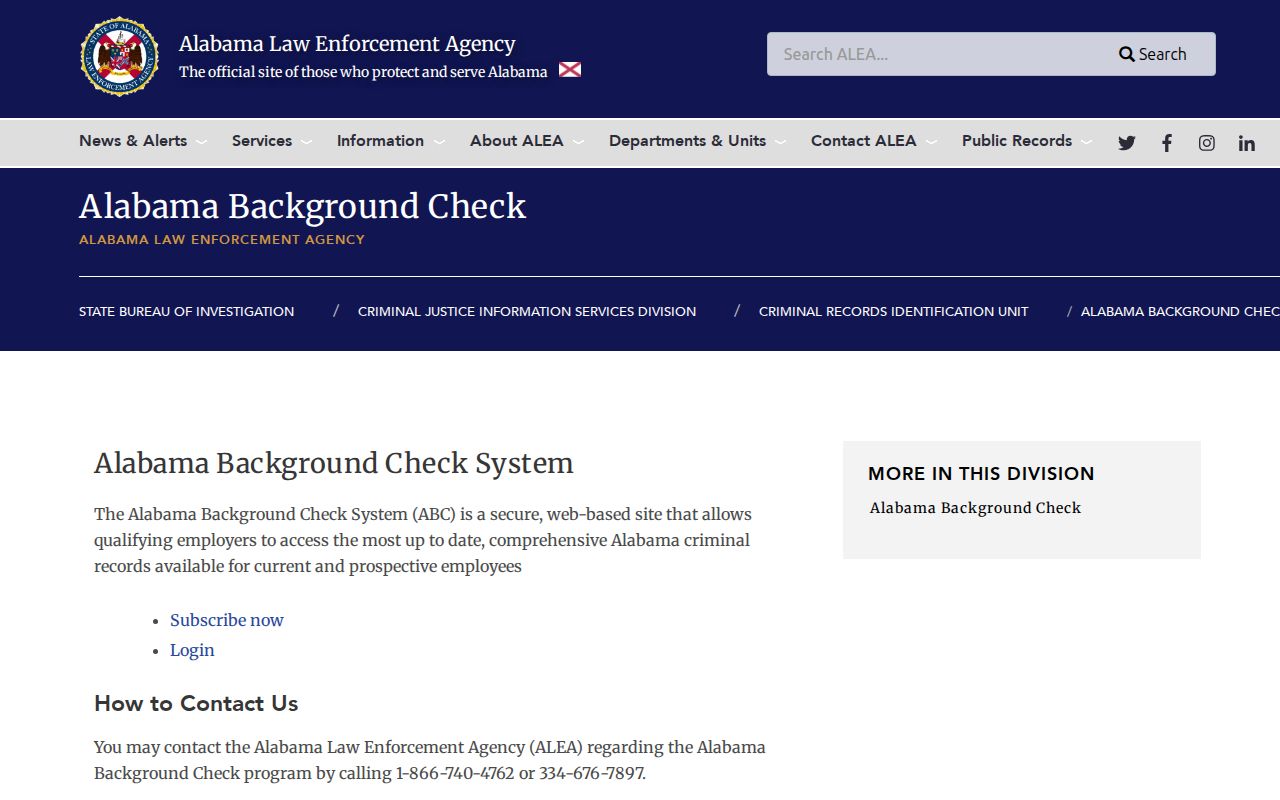 Lowndes County criminal history ALEA background check information