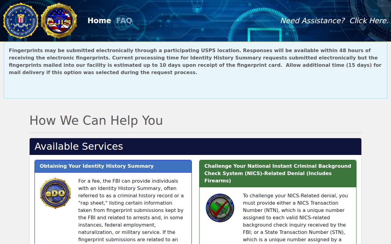 Lowndes County criminal history FBI electronic identity review