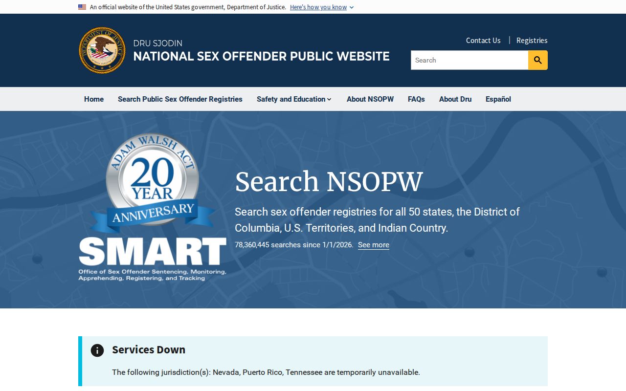 National registry layer for a Lowndes County sex offender search