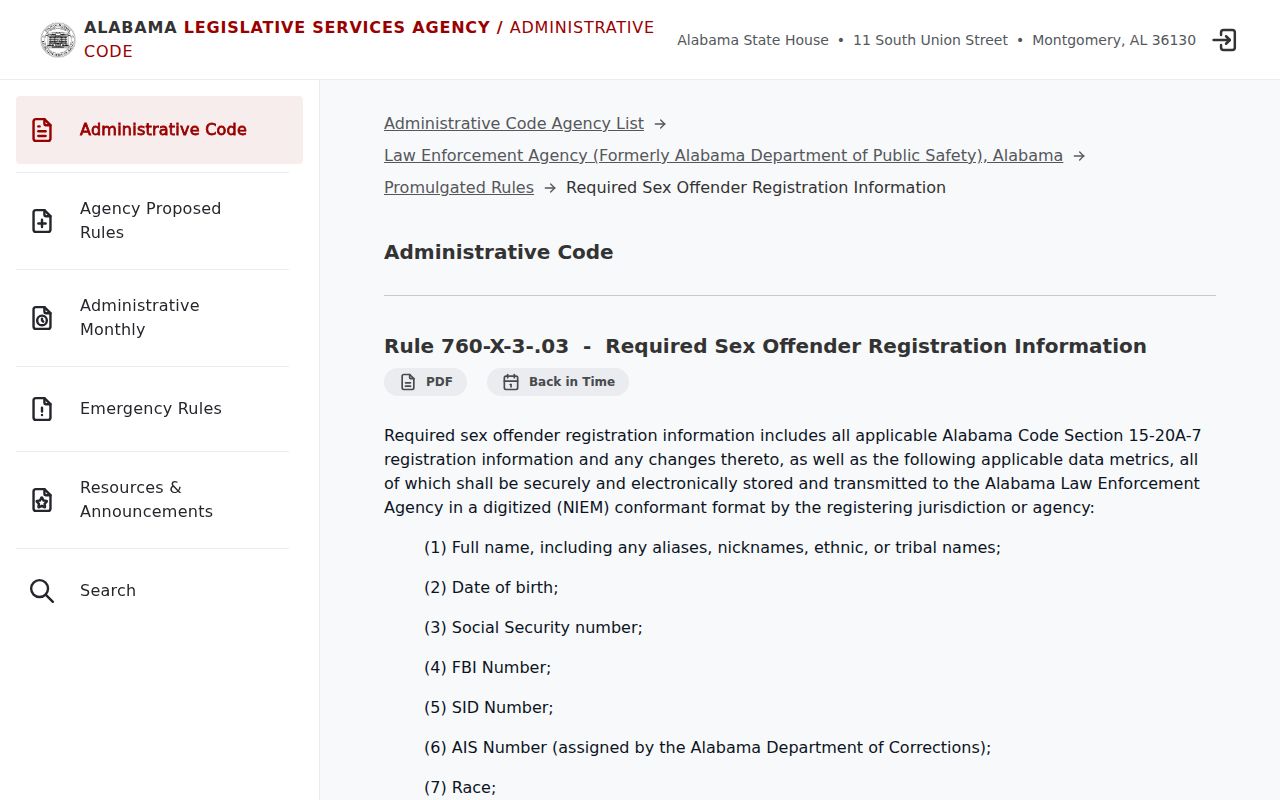 Alabama registration rule used for Lowndes County sex offender records